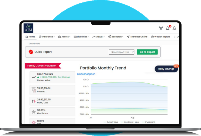 Wealth Elite web platform on a laptop